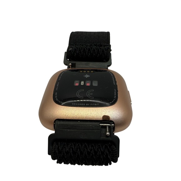 Fitbit Versa Smartwatch Rose Gold Aluminum Black Woven Band + Charger - Picture 8 of 12
